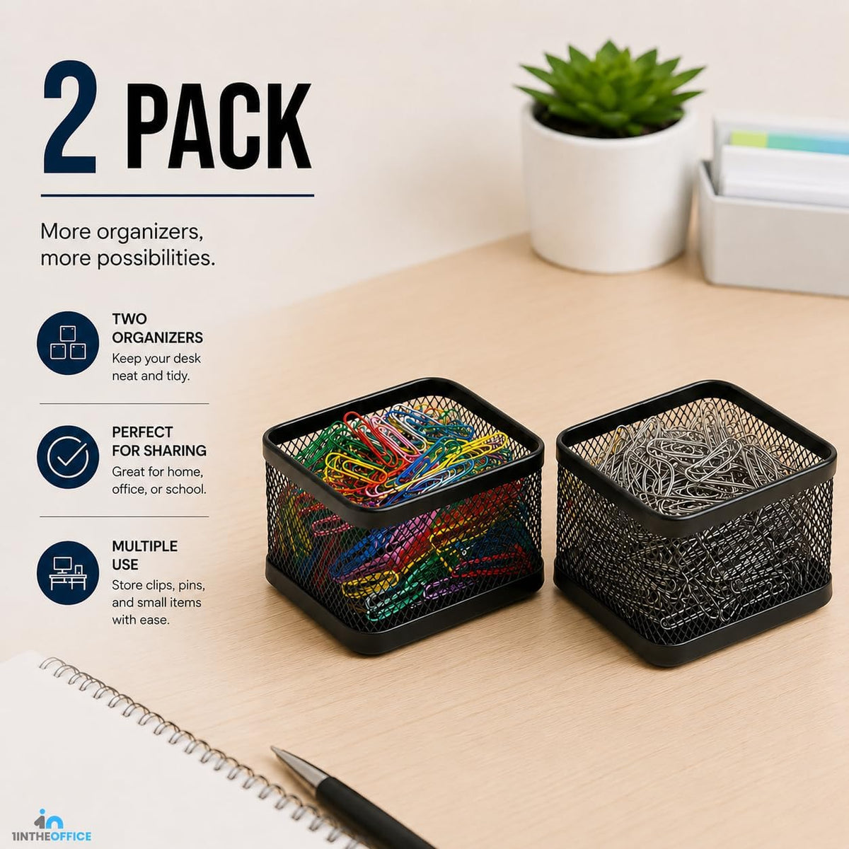 Mesh Paperclip Holder for Desk, Paperclip Holder Desk Accessories Holder(2 Pack)