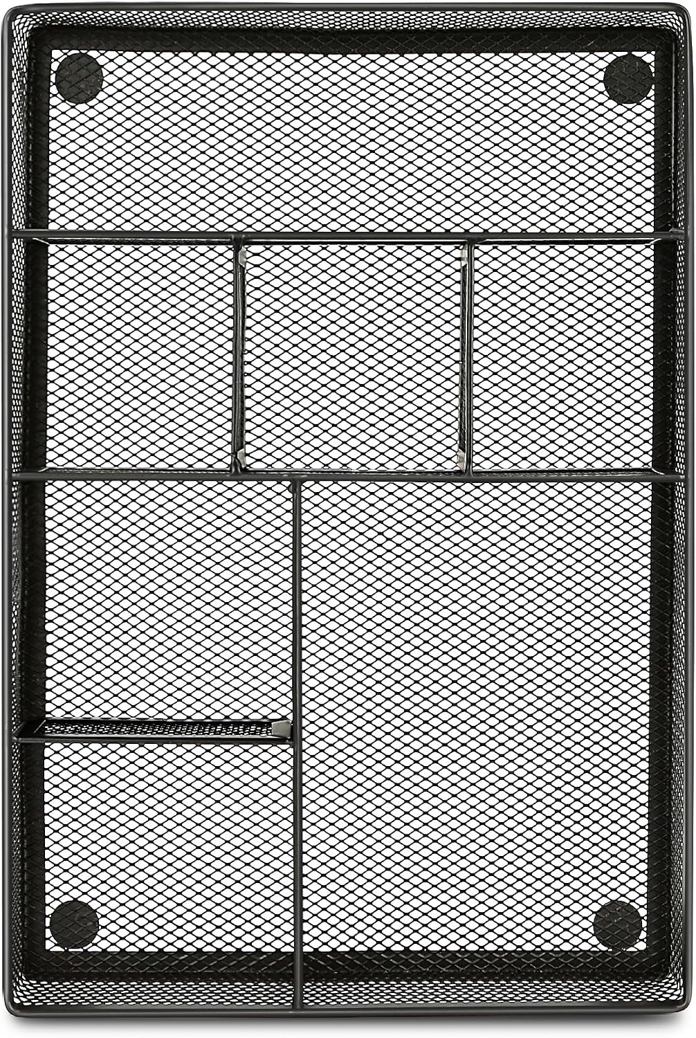 Desk Drawer Organizer Tray,Drawer Organizer for Office and Home,Desk Organizer with Drawers,4 Compartments,Non-Slip Desk Organizers and Accessories for Stationery Makeup School (Black)