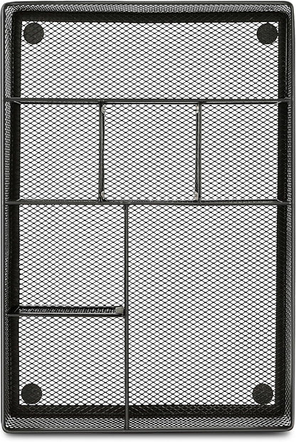 Desk Drawer Organizer Tray,Drawer Organizer for Office and Home,Desk Organizer with Drawers,4 Compartments,Non-Slip Desk Organizers and Accessories for Stationery Makeup School (Black)