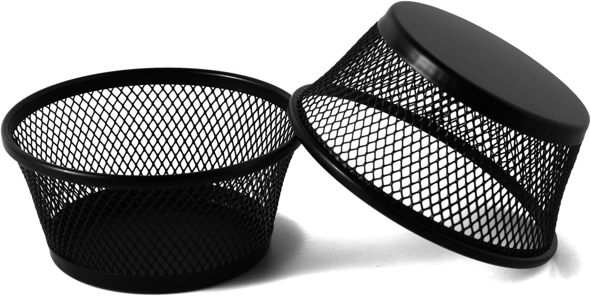 6Pack Paper Clip Holder Wire Mesh Paperclip Dish Holders Desktop Round Paper Clip Dispenser for Desk Office Organizer Accessories,Black