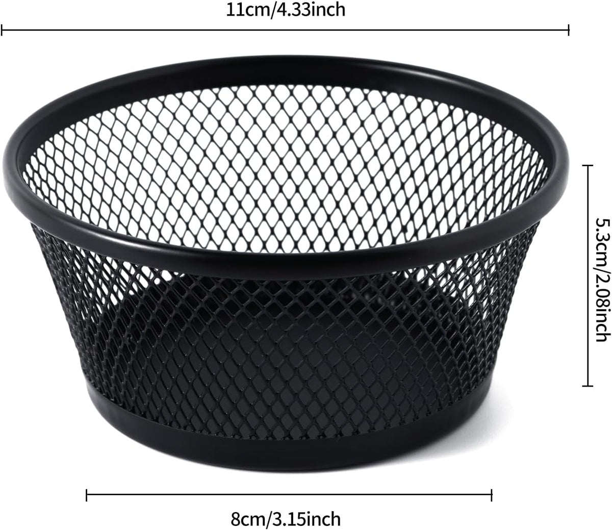 6Pack Paper Clip Holder Wire Mesh Paperclip Dish Holders Desktop Round Paper Clip Dispenser for Desk Office Organizer Accessories,Black