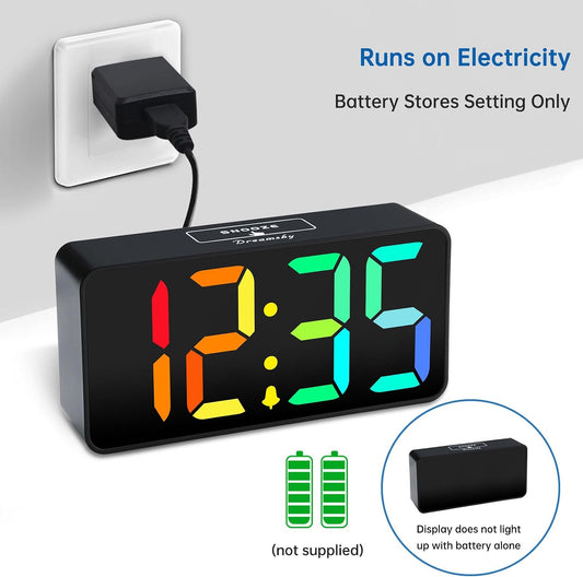 Small Digital Alarm Clock for Bedroom, RGB Kids Alarm Clock Boys