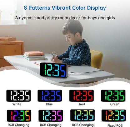 Small Digital Alarm Clock for Bedroom, RGB Kids Alarm Clock Boys