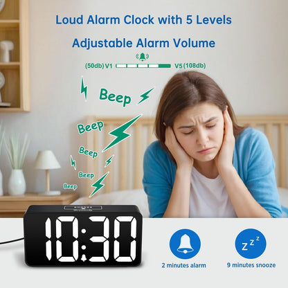 Small Digital Alarm Clock for Bedroom, RGB Kids Alarm Clock Boys