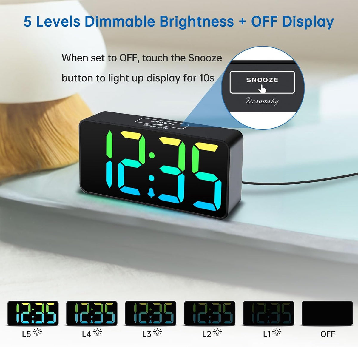 Small Digital Alarm Clock for Bedroom, RGB Kids Alarm Clock Boys