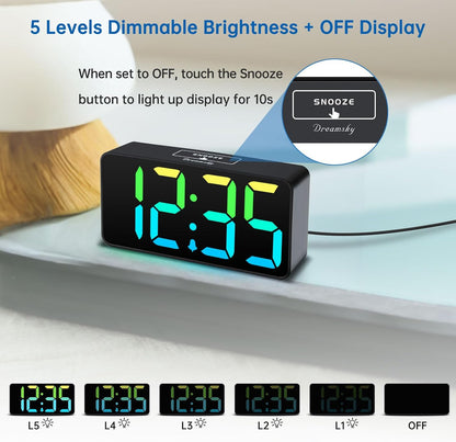 Small Digital Alarm Clock for Bedroom, RGB Kids Alarm Clock Boys