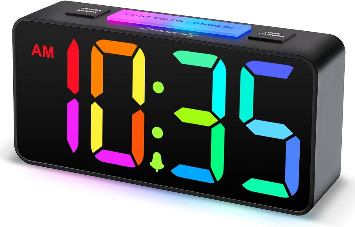 Small Digital Alarm Clock for Bedroom, RGB Kids Alarm Clock Boys
