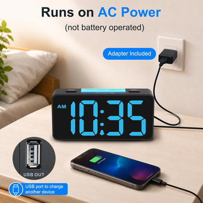 Small Digital Alarm Clock for Bedroom, RGB Kids Alarm Clock Boys