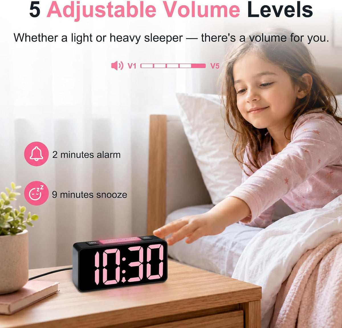 Small Digital Alarm Clock for Bedroom, RGB Kids Alarm Clock Boys