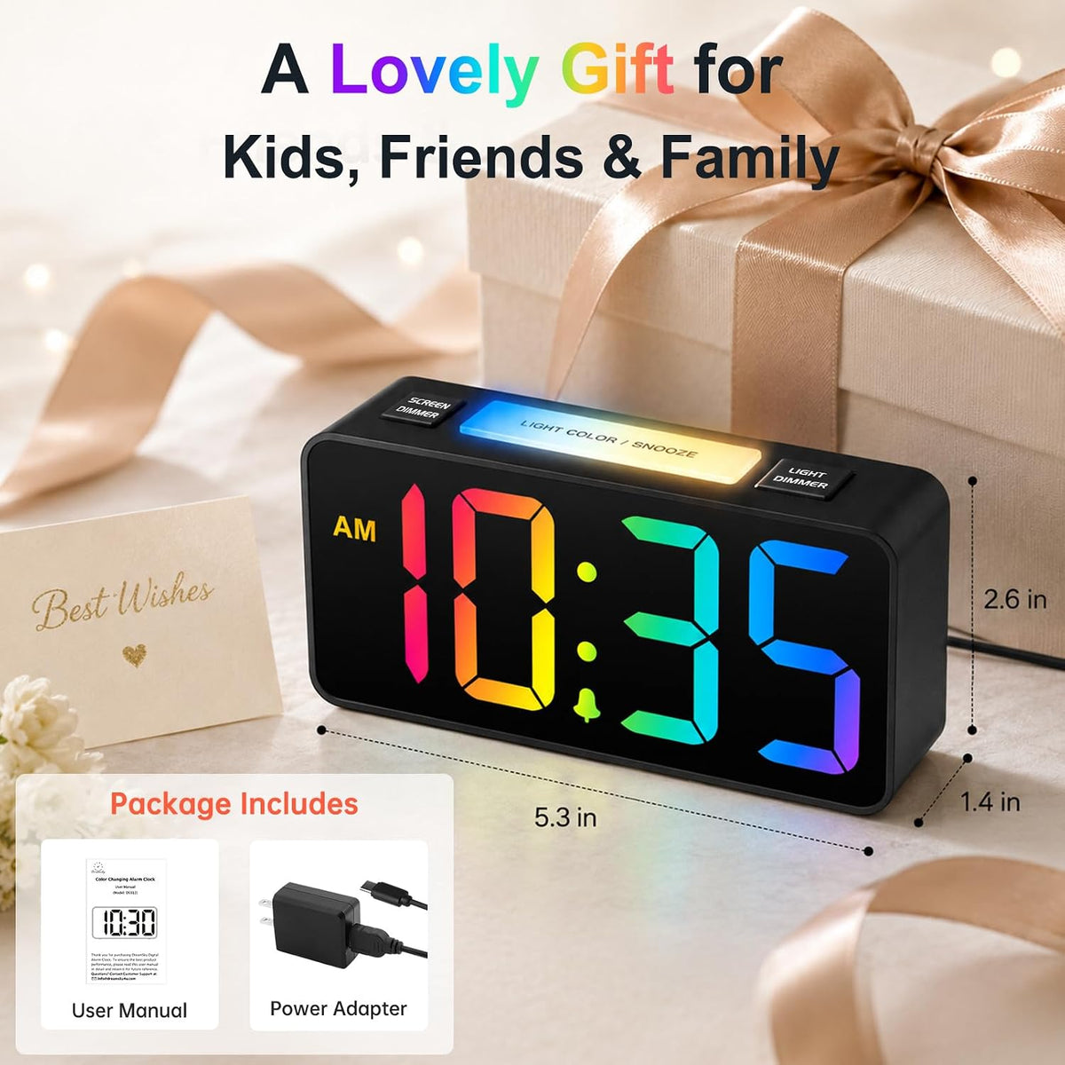 Small Digital Alarm Clock for Bedroom, RGB Kids Alarm Clock Boys