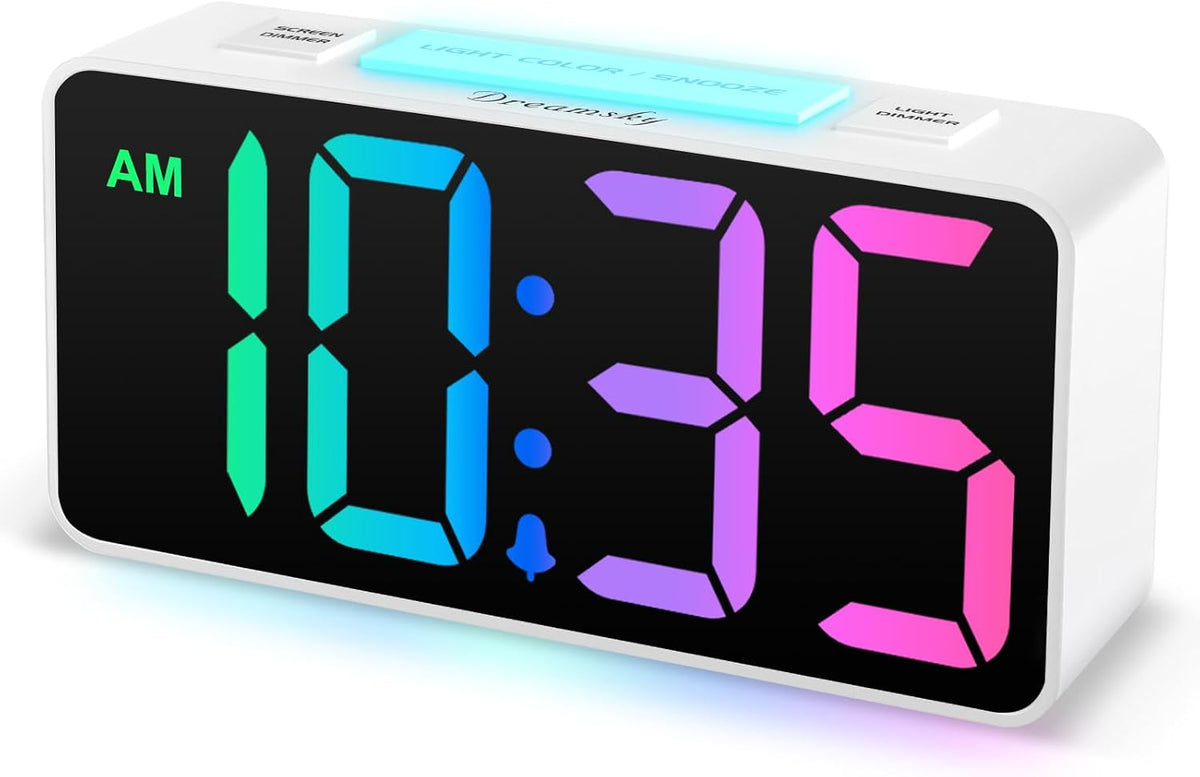 Small Digital Alarm Clock for Bedroom, RGB Kids Alarm Clock Boys