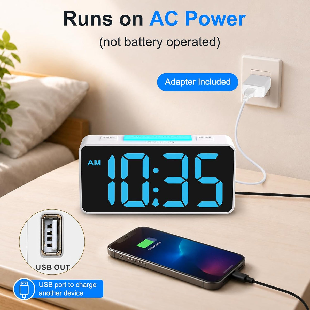 Small Digital Alarm Clock for Bedroom, RGB Kids Alarm Clock Boys