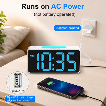 Small Digital Alarm Clock for Bedroom, RGB Kids Alarm Clock Boys