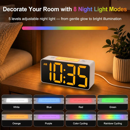 Small Digital Alarm Clock for Bedroom, RGB Kids Alarm Clock Boys