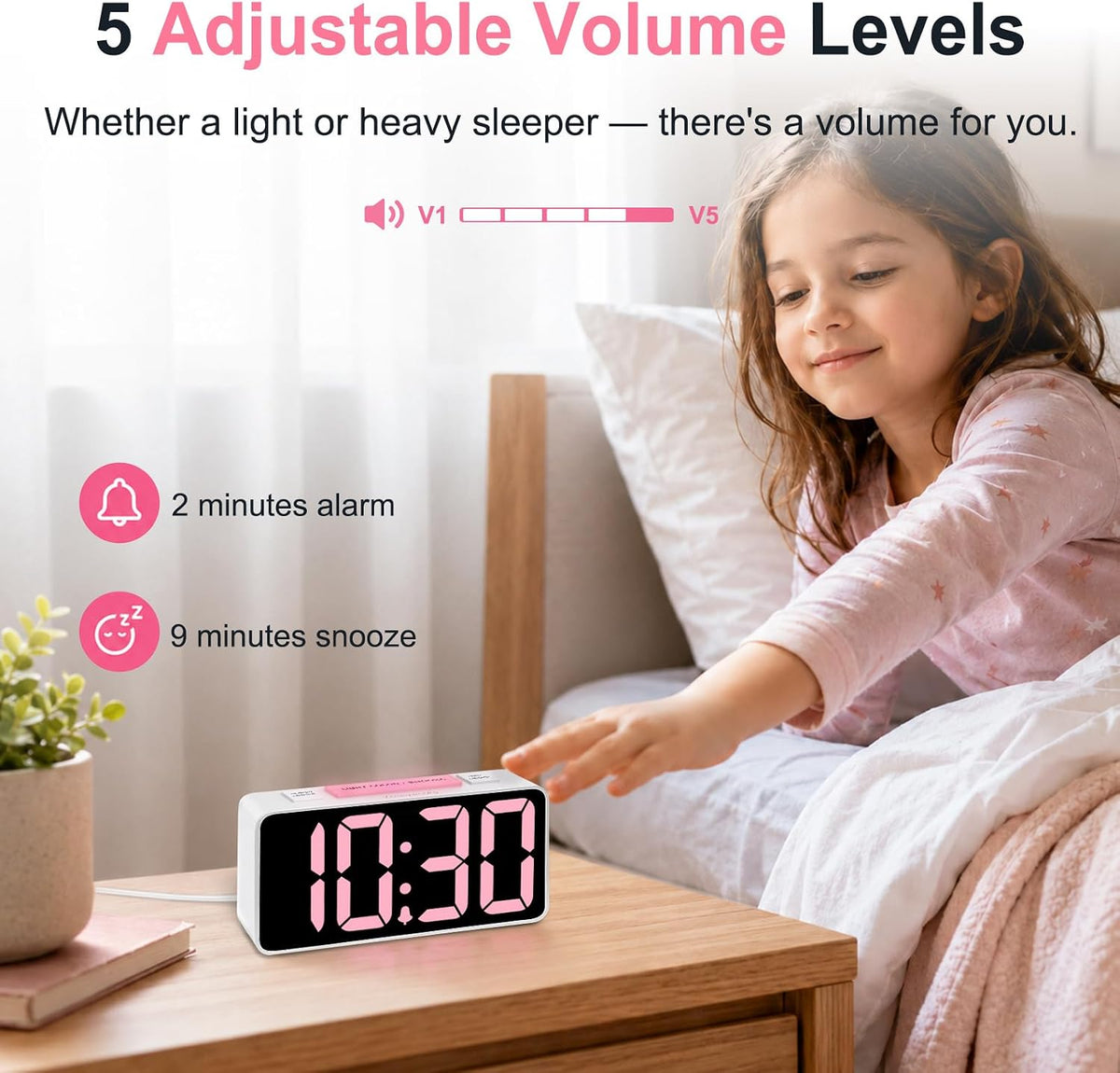 Small Digital Alarm Clock for Bedroom, RGB Kids Alarm Clock Boys