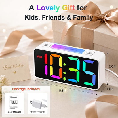 Small Digital Alarm Clock for Bedroom, RGB Kids Alarm Clock Boys