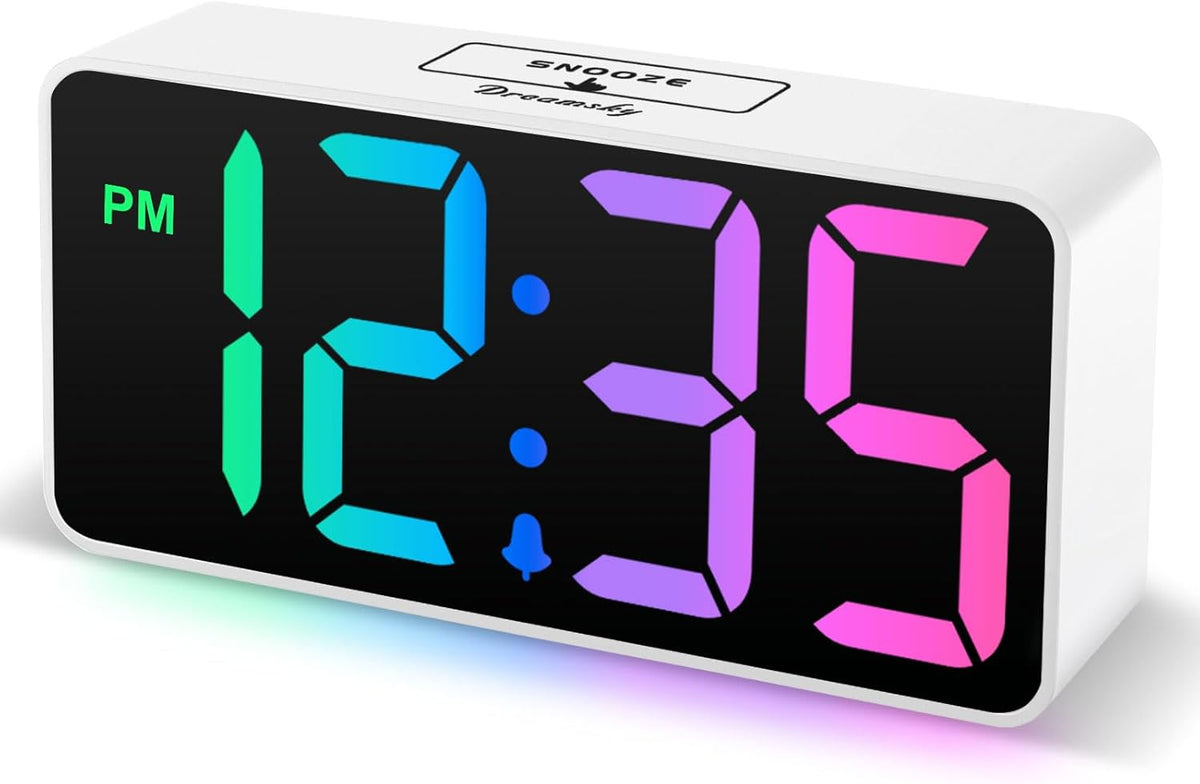 Small Digital Alarm Clock for Bedroom, RGB Kids Alarm Clock Boys
