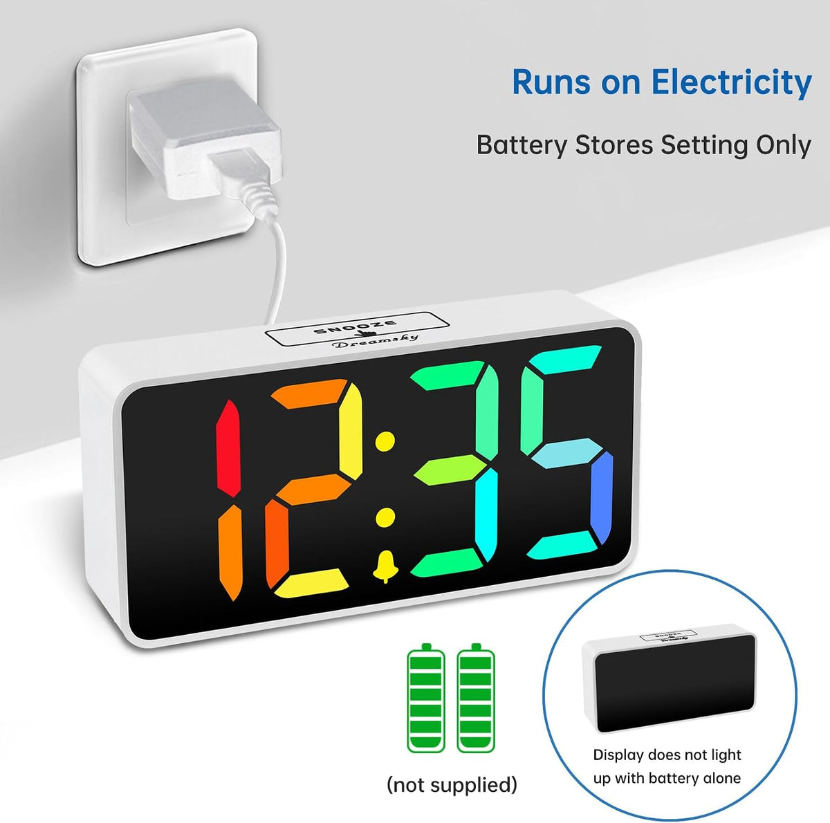 Small Digital Alarm Clock for Bedroom, RGB Kids Alarm Clock Boys