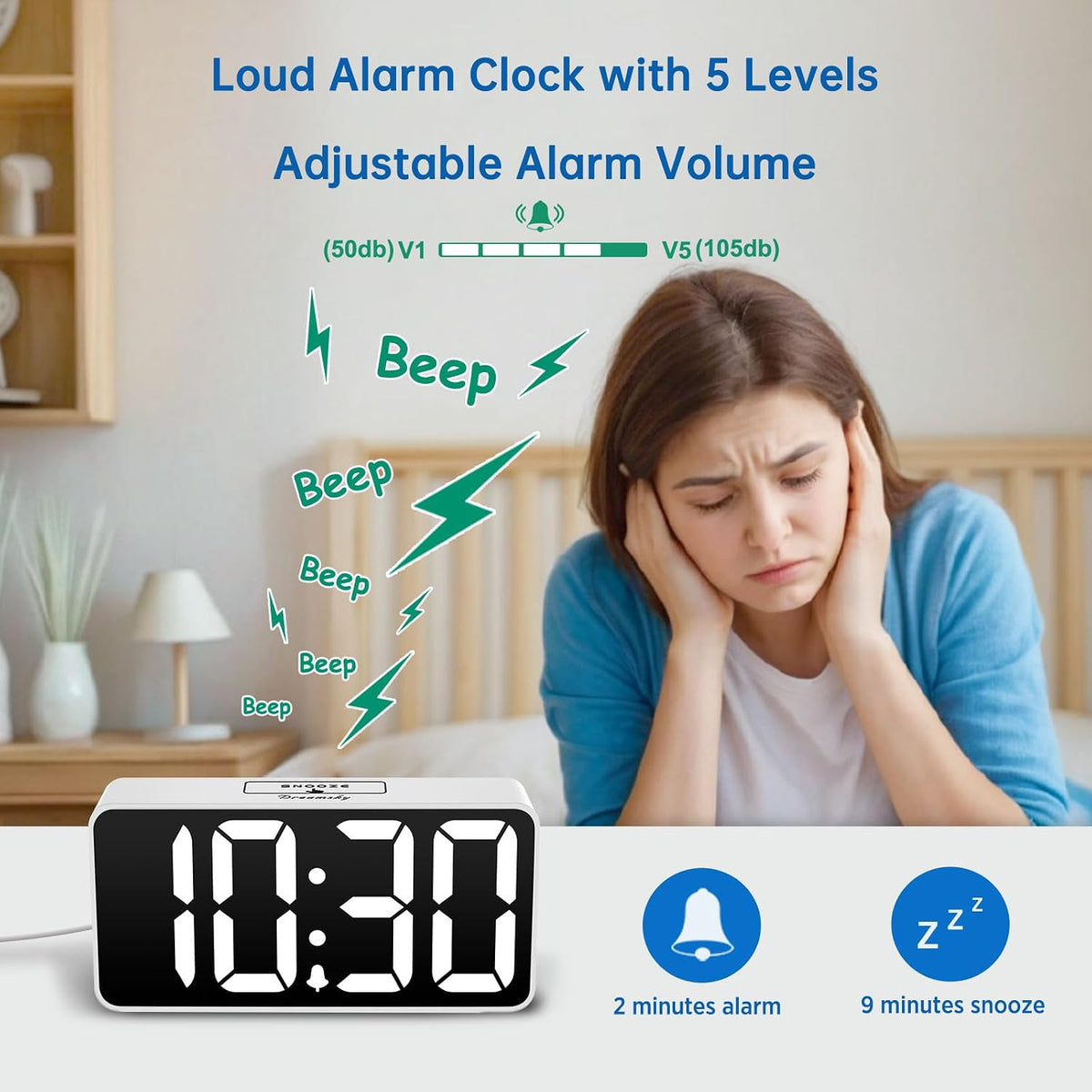 Small Digital Alarm Clock for Bedroom, RGB Kids Alarm Clock Boys