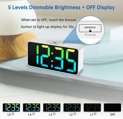 Small Digital Alarm Clock for Bedroom, RGB Kids Alarm Clock Boys