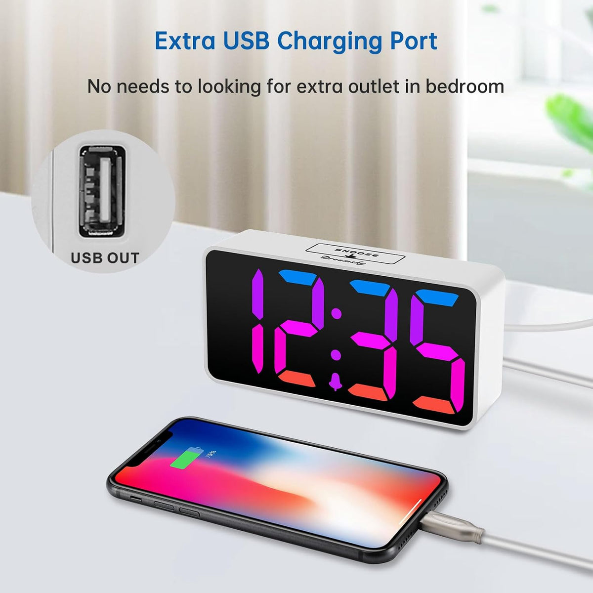 Small Digital Alarm Clock for Bedroom, RGB Kids Alarm Clock Boys