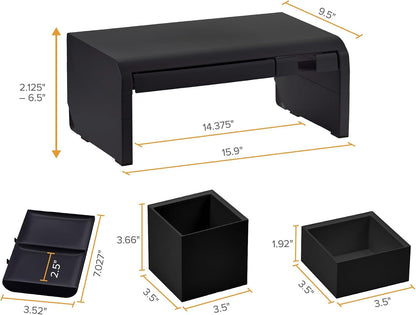 Bostitch Konnect Adjustable Monitor Riser with Drawer & Cell Phone Holder, Laptop Stand for Desk, 4 Height Levels, Cable Management & Rubber Feet