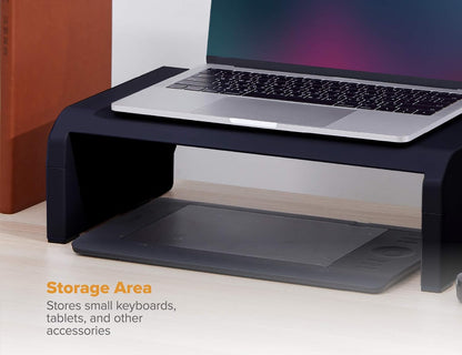 Bostitch Konnect Adjustable Monitor Riser with Drawer & Cell Phone Holder, Laptop Stand for Desk, 4 Height Levels, Cable Management & Rubber Feet