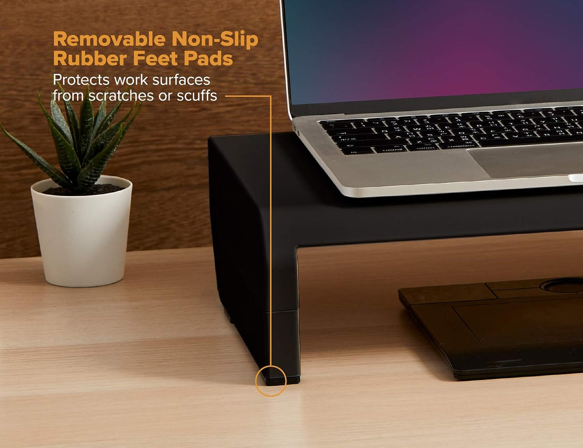 Bostitch Konnect Adjustable Monitor Riser with Drawer & Cell Phone Holder, Laptop Stand for Desk, 4 Height Levels, Cable Management & Rubber Feet