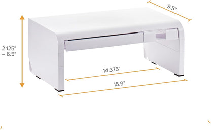 Bostitch Konnect Adjustable Monitor Riser with Drawer & Cell Phone Holder, Laptop Stand for Desk, 4 Height Levels, Cable Management & Rubber Feet