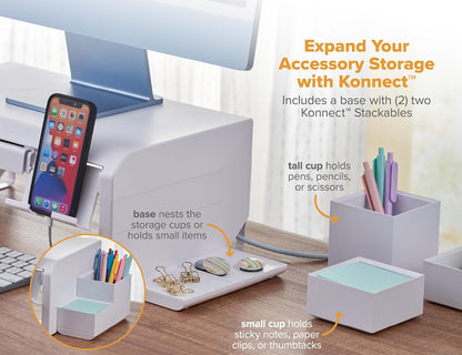 Bostitch Konnect Adjustable Monitor Riser with Drawer & Cell Phone Holder, Laptop Stand for Desk, 4 Height Levels, Cable Management & Rubber Feet