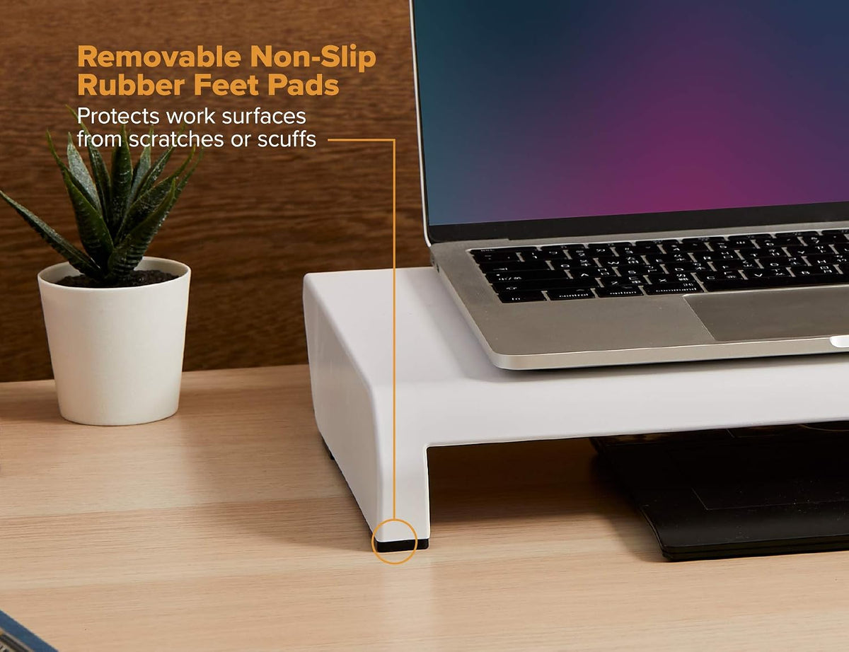 Bostitch Konnect Adjustable Monitor Riser with Drawer & Cell Phone Holder, Laptop Stand for Desk, 4 Height Levels, Cable Management & Rubber Feet