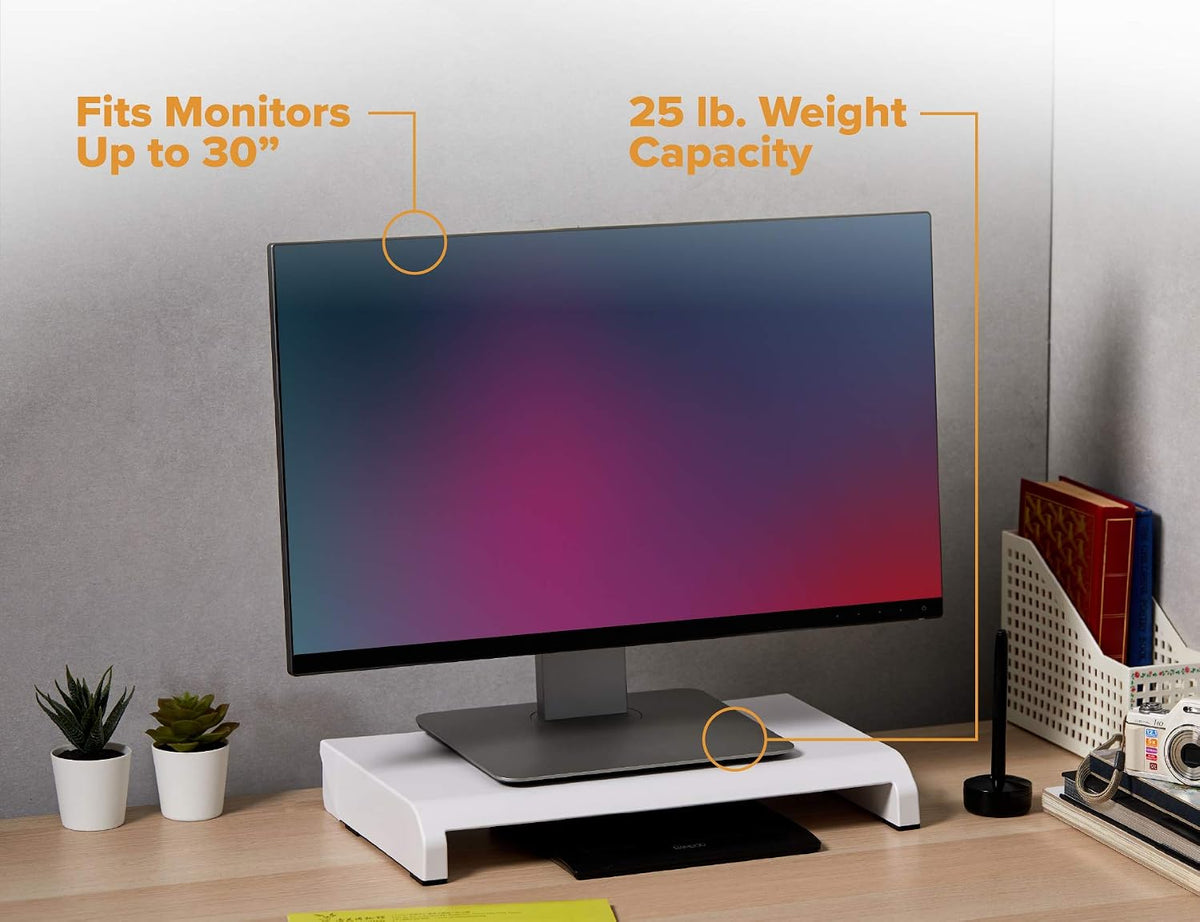 Bostitch Konnect Adjustable Monitor Riser with Drawer & Cell Phone Holder, Laptop Stand for Desk, 4 Height Levels, Cable Management & Rubber Feet