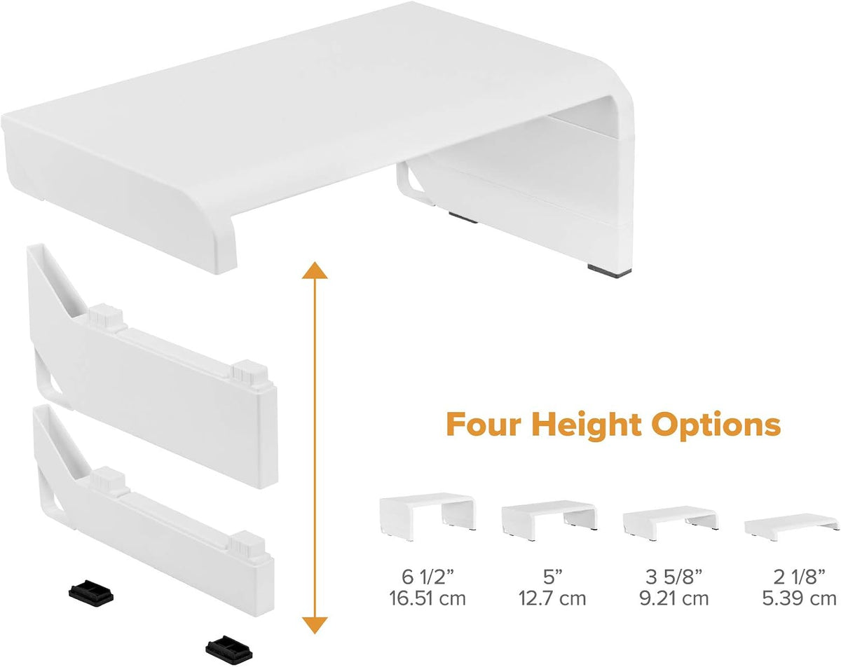 Bostitch Konnect Adjustable Monitor Riser with Drawer & Cell Phone Holder, Laptop Stand for Desk, 4 Height Levels, Cable Management & Rubber Feet
