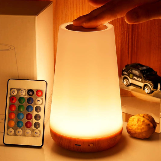 Telecontrol Night Light Touch Lamp: 13 Colors, 5 Brightness, Brown