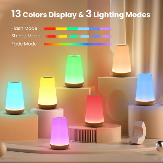 Telecontrol Night Light Touch Lamp: 13 Colors, 5 Brightness, Brown
