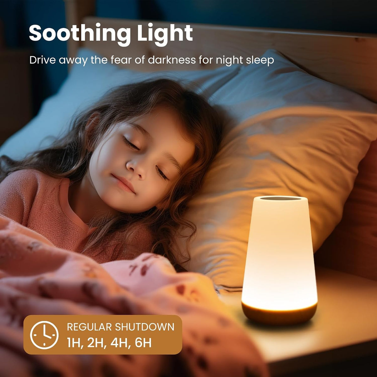 Telecontrol Night Light Touch Lamp: 13 Colors, 5 Brightness, Brown