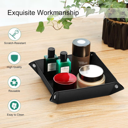 Valet Tray Desktop Storage Organizer PU Leather Catchall Tray