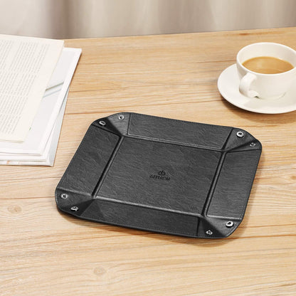 Valet Tray Desktop Storage Organizer PU Leather Catchall Tray