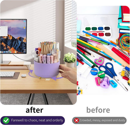 360°Rotating Pen&Pencil Holder For Desk With 5Slots Cute Office