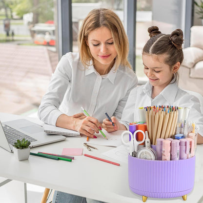 360°Rotating Pen&Pencil Holder For Desk With 5Slots Cute Office