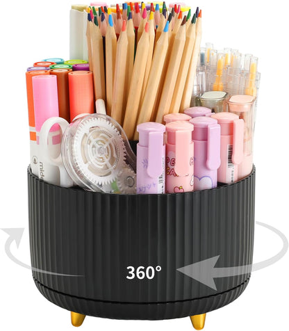 360°Rotating Pen&Pencil Holder For Desk With 5Slots Cute Office