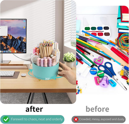 360°Rotating Pen&Pencil Holder For Desk With 5Slots Cute Office
