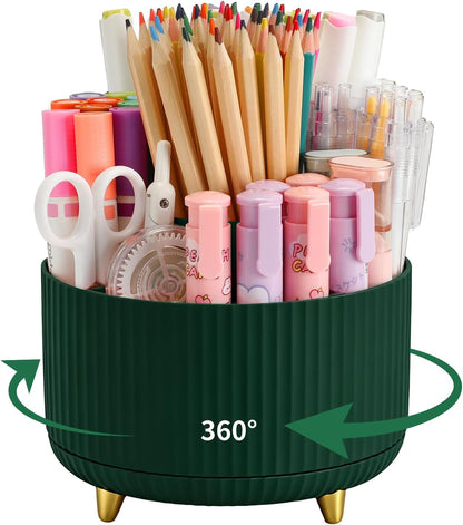 360°Rotating Pen&Pencil Holder For Desk With 5Slots Cute Office