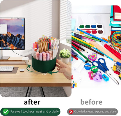 360°Rotating Pen&Pencil Holder For Desk With 5Slots Cute Office