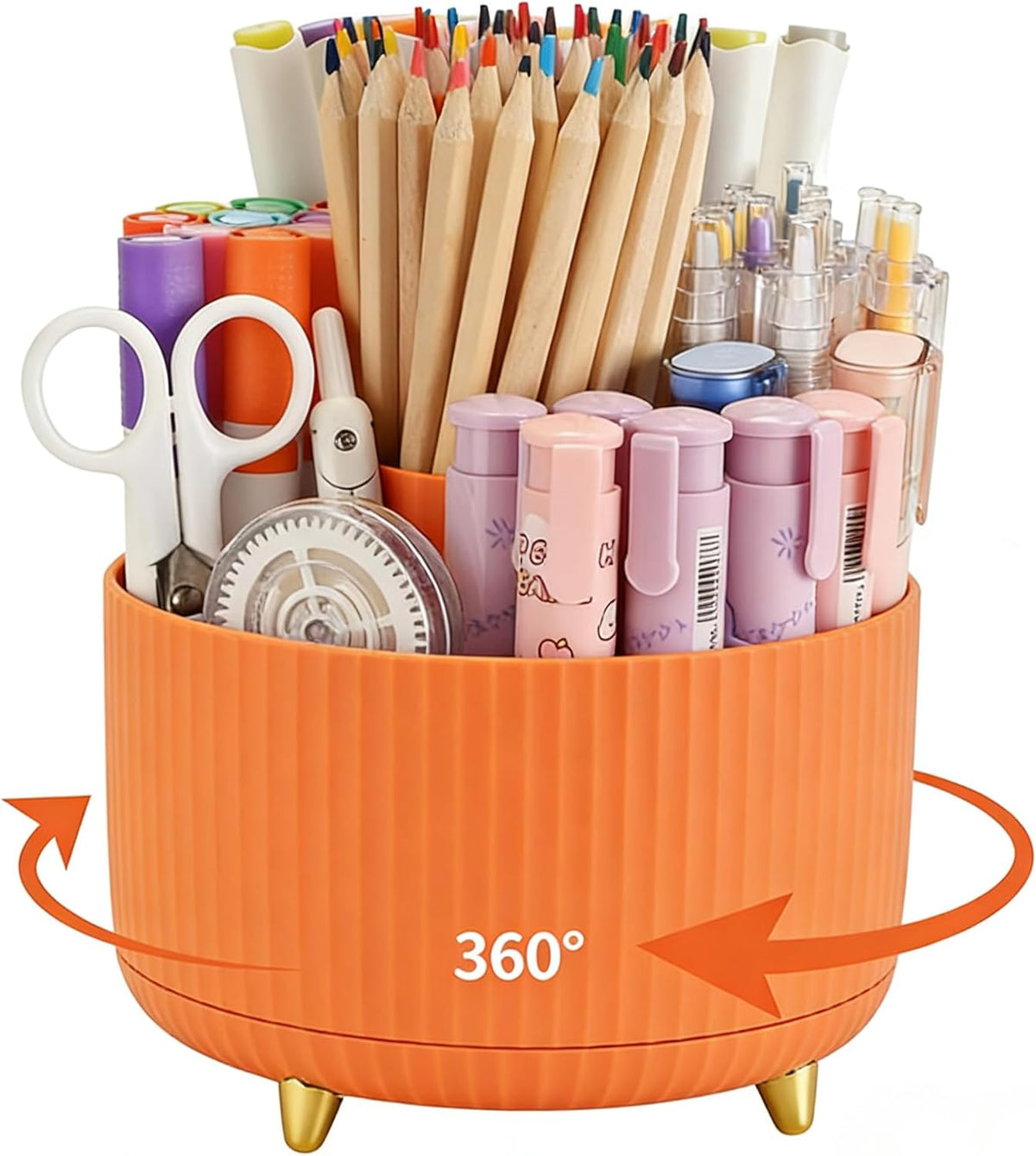 360°Rotating Pen&Pencil Holder For Desk With 5Slots Cute Office