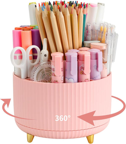 360°Rotating Pen&Pencil Holder For Desk With 5Slots Cute Office