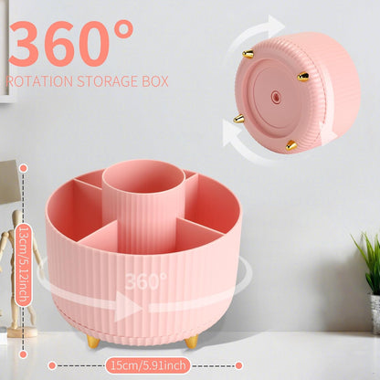 360°Rotating Pen&Pencil Holder For Desk With 5Slots Cute Office
