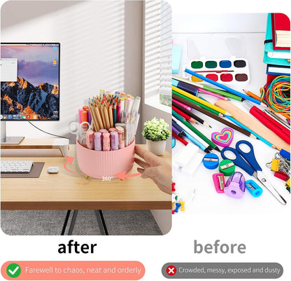 360°Rotating Pen&Pencil Holder For Desk With 5Slots Cute Office