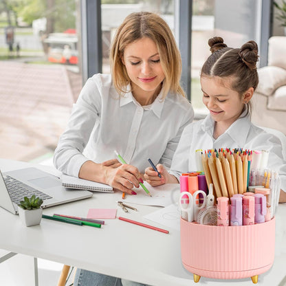 360°Rotating Pen&Pencil Holder For Desk With 5Slots Cute Office