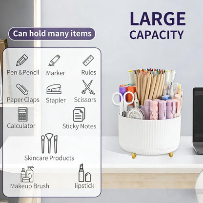 360°Rotating Pen&Pencil Holder For Desk With 5Slots Cute Office